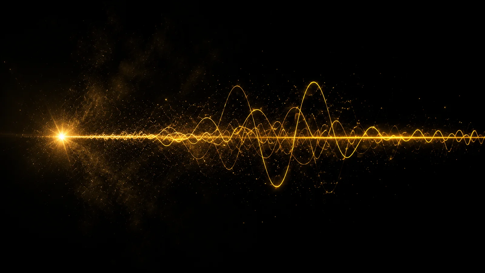 A signal travelling along a line and spreading outwards